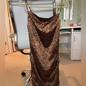Likely zebra orange short slip dress